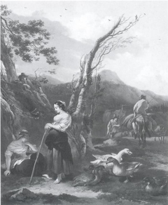 Landscape with peasants and geese