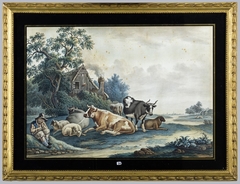 Landschap met vee en herder by Anton Koster