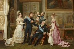 Louis XVIII reçoit le duc d'Angoulême au retour de la guerre d'Espagne, 2 décembre 1823 by Antoine-Jean-Baptiste Thomas