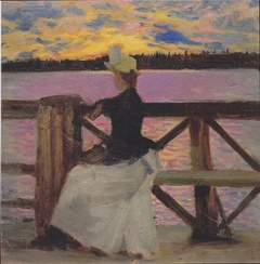 Marie Gallén at the Kuhmoniemi-bridge