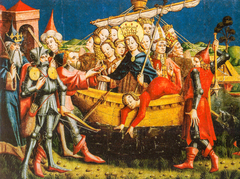 Martyrium der Heiligen Ursula und der 11.000 Jungfrauen by Meister des Rottweiler Hochaltars