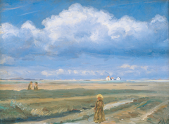 Moorland Landscape, Skagen, Figures in the Foreground by Michael Peter Ancher
