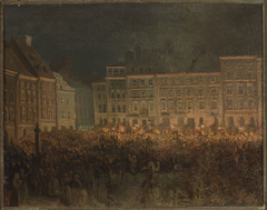 Patriotic manifestation at the square of the Old Town in 1861 by Aleksander Lesser