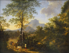 Paysage avec paysans conduisant un troupeau by Willem de Heusch