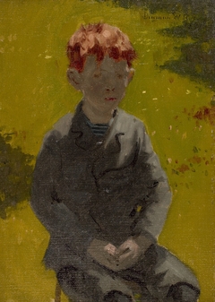 Portrait of a Boy Seated on Grass by Denman Ross