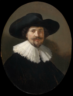 Portrait of a Man Wearing a Black Hat by Rembrandt