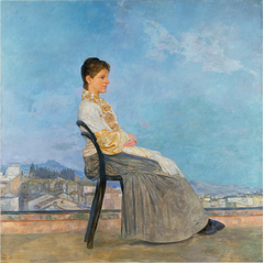 Portrait of a Roman Woman on a Flat Roof in Rome by Max Klinger
