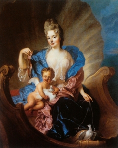 Portrait of Countess of Cosel with son as Cupido. by François de Troy