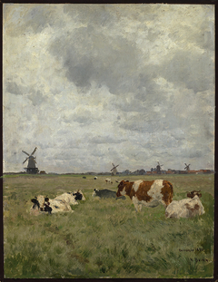 Rinder auf der Weide bei Overschie by Hermann Baisch