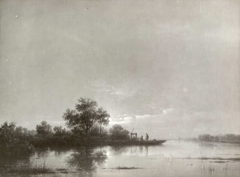 Rivierlandschap bij maanlicht by Jacobus Sörensen