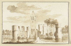 Ruïne van kasteel te Egmond by Abraham Rademaker