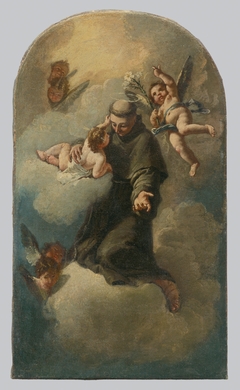 Saint Anthony on a Cloud Surrounded by Angels by Anonymous