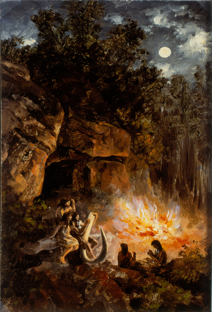 Scene from the Quaternary upper Paleolithic Period