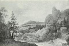 Scene in Norway, with a cascade by Allaert van Everdingen