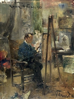 Self-portrait in the studio by Umberto Veruda