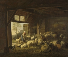 Sheep and Goats in a Stable by Jan van Ravenswaay
