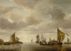 Shipping Scene in a Calm Sea by Jan van de Cappelle