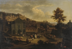 Square in a Seaside Town by Adriaen Frans Boudewyns