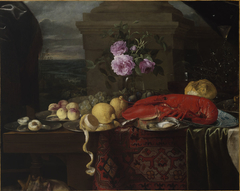Still Life with Lobster, Fruit, and Roses by Jan van den Hecke