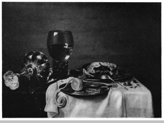 Still life with roemer, pie, and overturned tazza by Willem Claesz Heda
