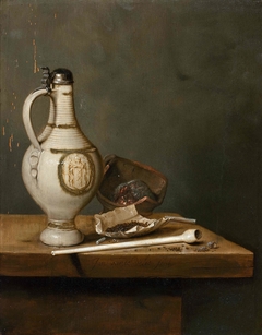 Still Life with Stoneware Jug and Pipe by Jan Jansz van de Velde