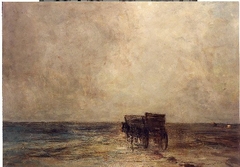 Strand met een schelpenwagen by Johan Hendrik Weissenbruch