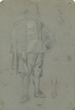 Studie van een staande man met hoed onder de arm by Unknown Artist