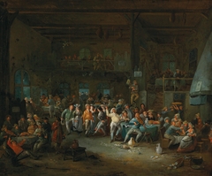 Tavern interior with merry making peasants