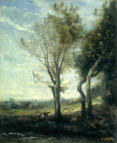 The Four Trees by the Plain by Jean-Baptiste-Camille Corot