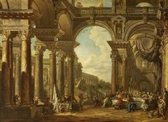 The Marriage at Cana in an Imaginary Architectural Setting by after Giovanni Paolo Panini