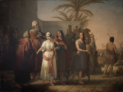 Tobias and his wife say goodbye to his in-laws in order to return to his father by Francesco Antonibon di Venezia