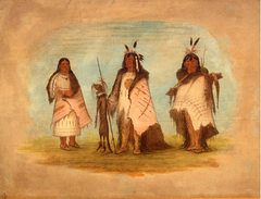 Two Blackfoot Warriors and a Woman by George Catlin