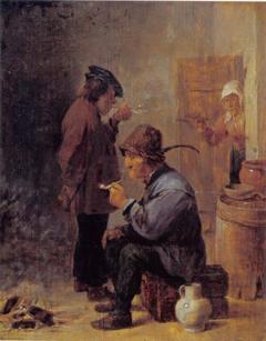 Two Smoking Peasants at the Coal Fire by David Teniers the Younger