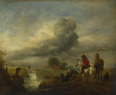 Two Vedettes on the Watch by a Stream by Philips Wouwerman