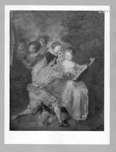 Überraschte Gitarrenspielerin by Jean-Antoine Watteau