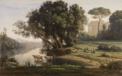 Italian Landscape (Site d'Italie, Soleil Levant) by Jean-Baptiste-Camille Corot