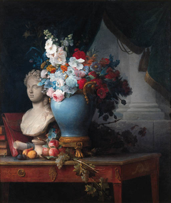 Vase of Flowers with a Bust of Flora by Anne Vallayer-Coster