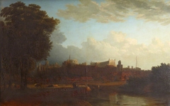 View from the River of the Lower Ward, and St George's Chapel, Windsor Castle by attributed to William Daniell