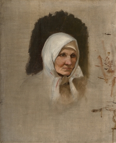 Village Woman in a White Scarf by László Mednyánszky