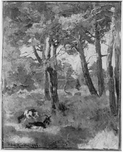 Wald mit zwei Ziegen by Hermann Groeber