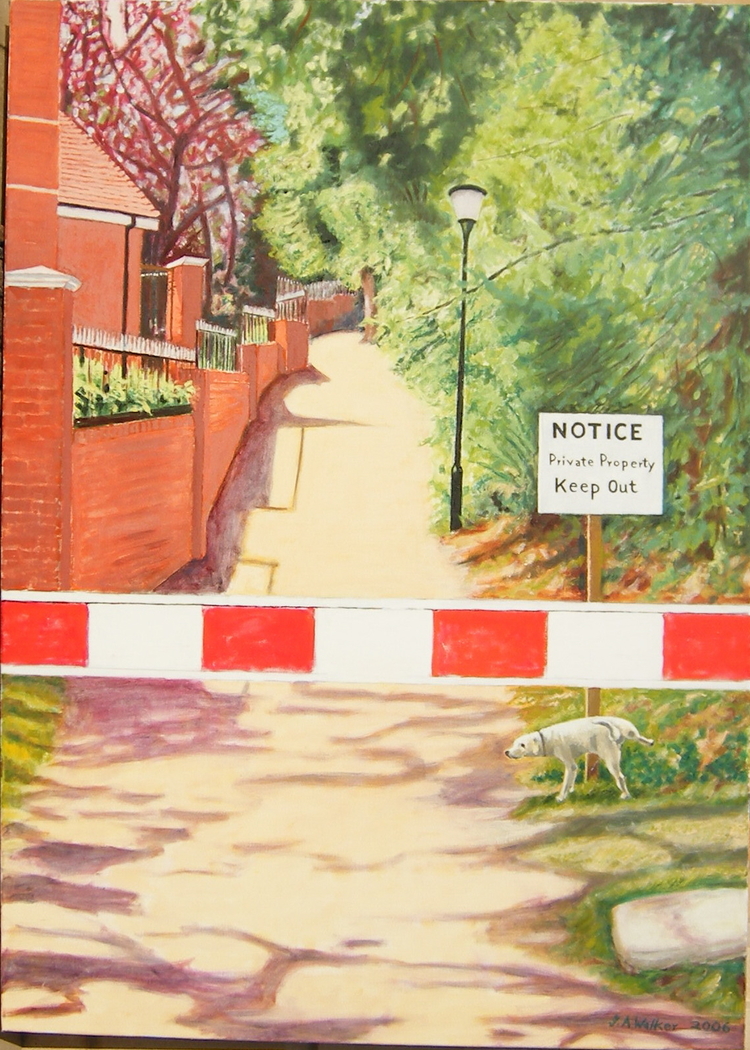 ‘Welcome to Esher’ (2006), 140 x 100 cm, Oil on Linen.