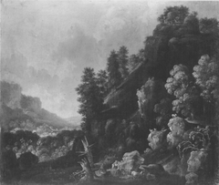 Wildnislandschaft mit Wasserfall by Jacques d'Arthois