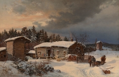 Winter Landscape with Farmhouse in Häme by Hjalmar Munsterhjelm