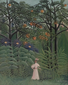 Woman Walking in an Exotic Forest (Femme se promenant dans une forêt exotique) by Henri Rousseau