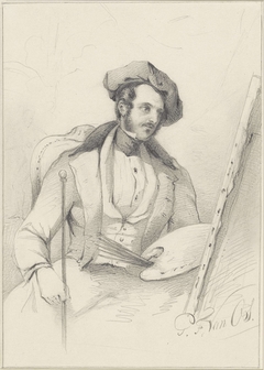 Zelfportret van Pieter Frederik van Os voor schildersezel by Pieter Frederik van Os