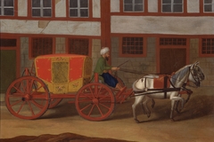A Coachman with a Team of Horses and Covered Carriage by Anonymous