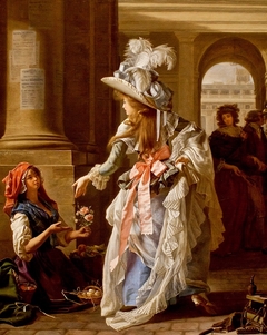 A Fashionably Dressed Young Woman in the Arcade of the Palais Royal by Michel Garnier