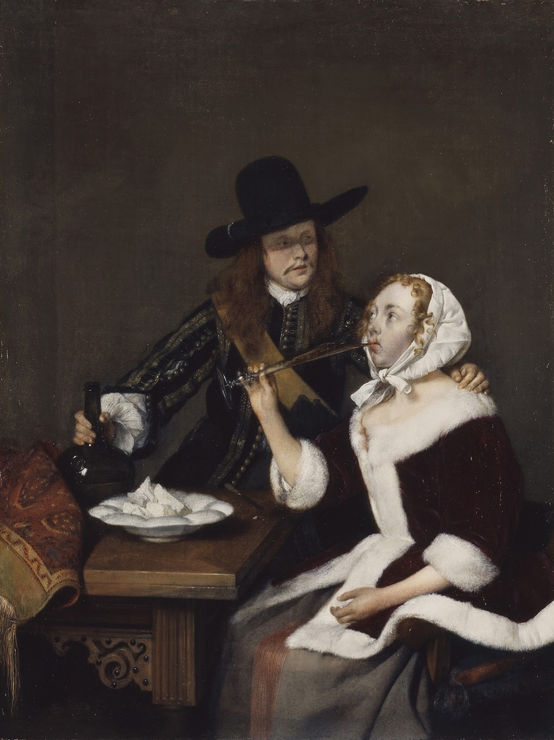A Gentleman pressing a Lady to drink