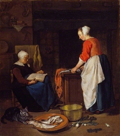 A Maid-Servant with Fish and an Old Woman Asleep
