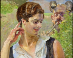 A woman with a faun by Jacek Malczewski